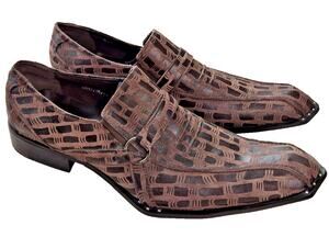 ZOTA UNIQUE Men's Suede Leather Geometric Lattice Pattern Dress Shoes Brown 11